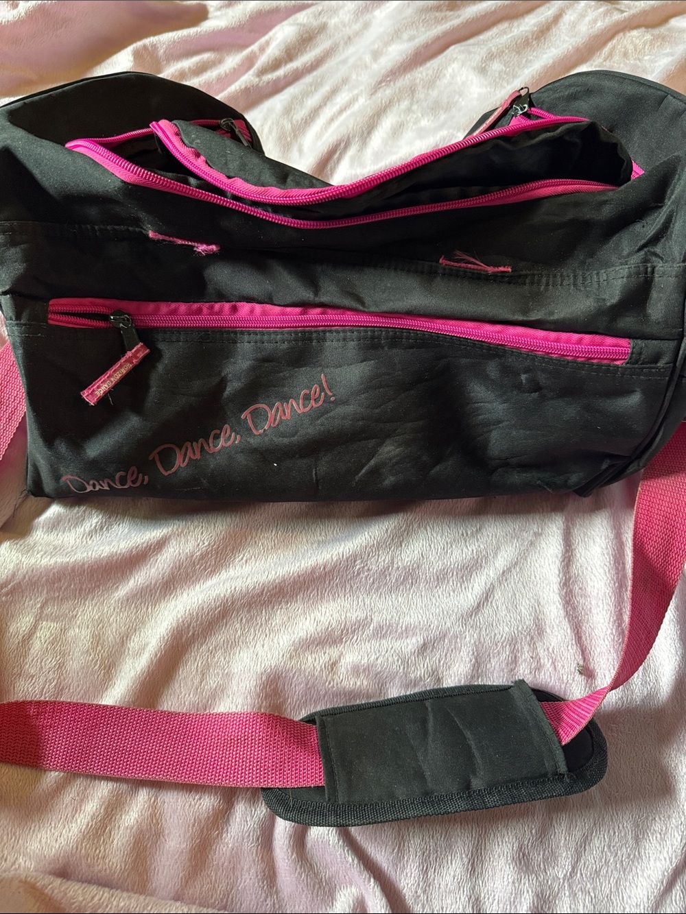 Dance Duffel Bag - Black with Hot Pink Accents